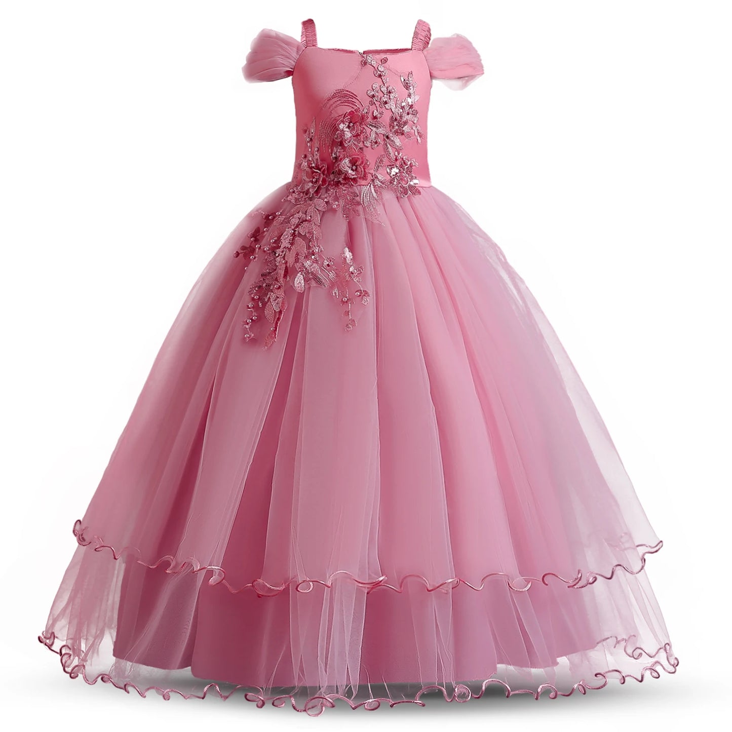 Kindertrourok vir meisies Elegante Blomprinses Lang Rok Baba Meisie Kersrok vestidos infantil Grootte 6 12 14 Jaar