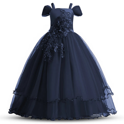 Kindertrourok vir meisies Elegante Blomprinses Lang Rok Baba Meisie Kersrok vestidos infantil Grootte 6 12 14 Jaar