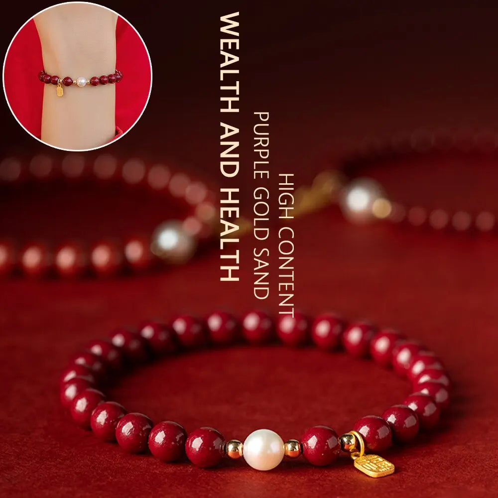 Feng Shui Wealth Bracelets for Woman - Natural Cinnabar Bracelet for Woman Protection Bring Luck Prosperity Attract Money