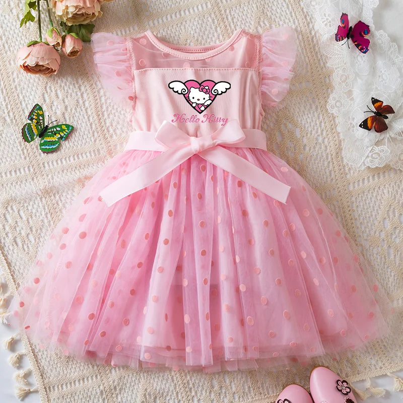 Hello Kitty 2-6Y Baba Meisie Rok Prinses Mesh Rok Somer Mouwlose Klere Fancy Trou Partytjie Rokke vir Meisies Somer 