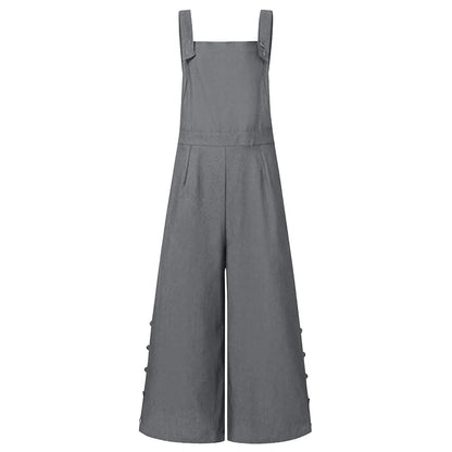 vroueklere-neiging 2024 Vroue se moulose oorpakke Jumpsuit Toevallig Soliede somer Breëbeen Bib Broek Bottons Vroueklere