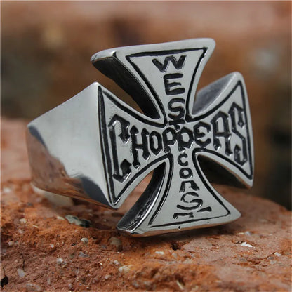 Jesus Cross Ring 316L Stainless Steel Polishing Man Boys Punk Biker West Coast CHOPPERS Cross Ring