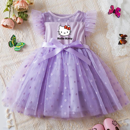 Hello Kitty 2-6Y Baba Meisie Rok Prinses Mesh Rok Somer Mouwlose Klere Fancy Trou Partytjie Rokke vir Meisies Somer 