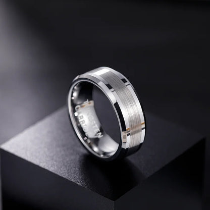 TIGRADE Fashion 6/8MM High Polish Man Rings Brushed Tungsten Carbide Ring Simple Classic Wedding Band Engagement Ring