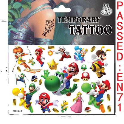 Mario Tattoo Plakkers Waterdig Oulike Mario Plakker Anime Verjaardag Partytjie Benodigdhede Versiering Vir Kinders Vroue Mans Geskenke