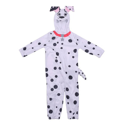 Kinders unisex aanbiddelike Polyester Plush Spotprent Dalmatians Honde Jumpsuit Kostuum vir Halloween Fancy-dress up Party