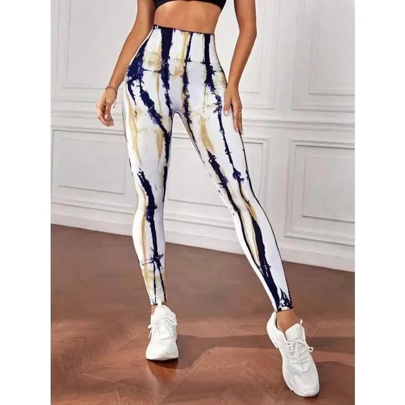 Naatlose das Geverfde Weerlig Leggings Sexy Joga Leggings Vroue Hoë middellyf boude lig Slim mode-tights Gimnasium Buitelug hardloopbroek