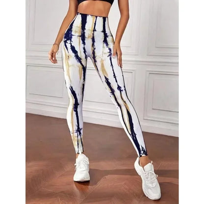 Seamless Tie Dyed Lightning Leggings Sexy Yoga Leggings Women High Waist Butt Lift Slim Fashion Tights Gym Outdoor Running Pants