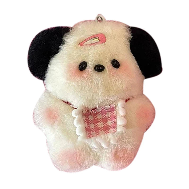 Kawaii Plush Puppy Pop Speelgoed Keychian Cartoon Bag Hanger Charms Motor Sleutelhanger Vir Vroue Meisies Verjaarsdaggeskenke