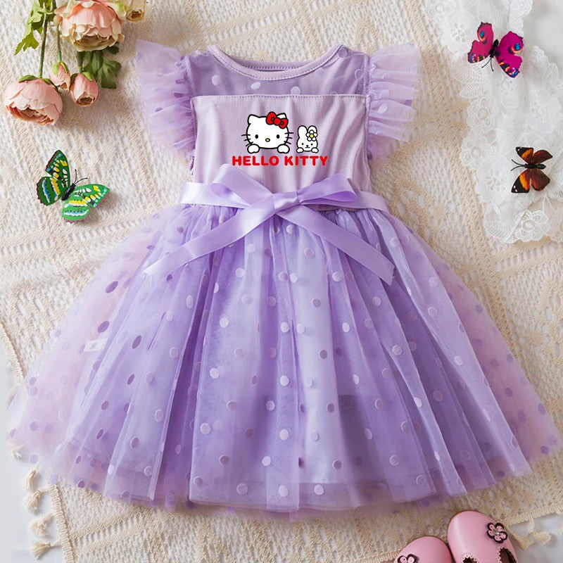 Hello Kitty 2-6Y Baba Meisie Rok Prinses Mesh Rok Somer Mouwlose Klere Fancy Trou Partytjie Rokke vir Meisies Somer 