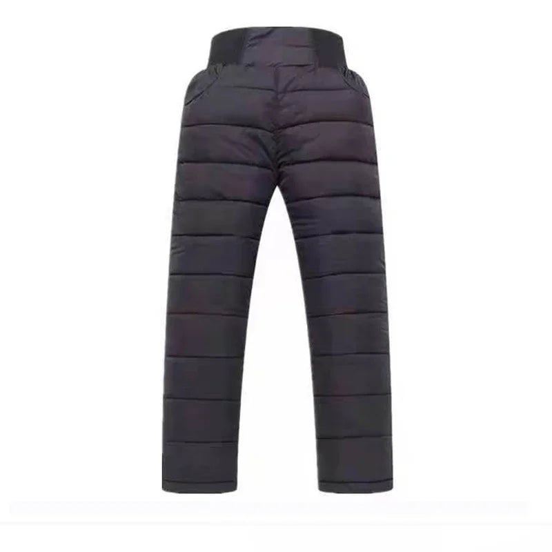 Casual Girl Boy Winter Pants Cotton Padded Thick Warm Trousers Waterproof Ski Pants 10 Years Elastic High Waisted Baby Kid Pant