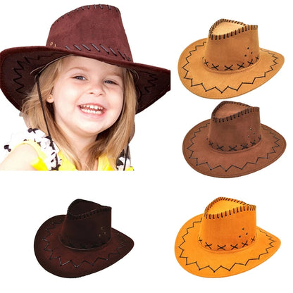 Fashion Cowboy Hat for Kids Personalized Party Straw Hat Suede Fabric Sun Hat Children Western Cowboy Hat for Boys Girls