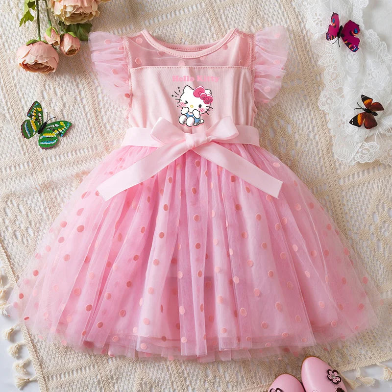 Hello Kitty 2-6Y Baba Meisie Rok Prinses Mesh Rok Somer Mouwlose Klere Fancy Trou Partytjie Rokke vir Meisies Somer 