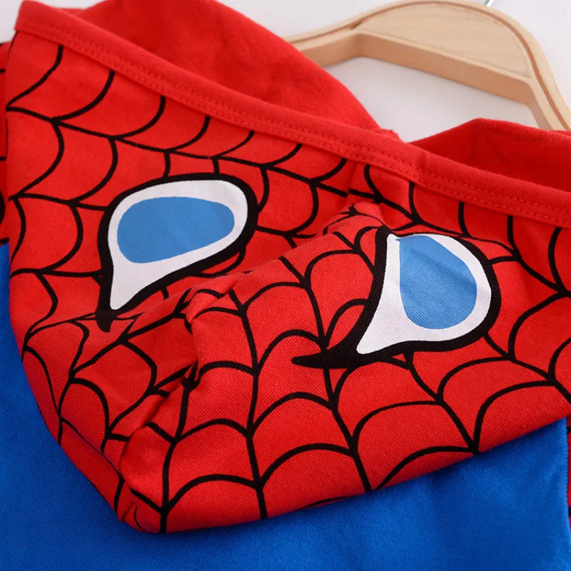 Summer Spring Newborn Baby Boys Rompers Cartoon Spider Man Print Infant Girls Jumpsuits Cotton Hoodies Kid Outfits Bebe Clothes