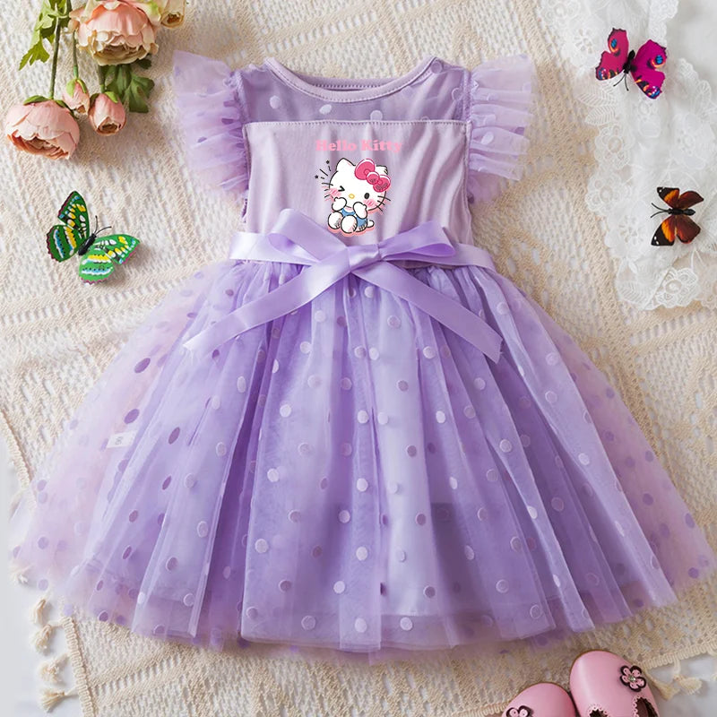 Hello Kitty 2-6Y Baba Meisie Rok Prinses Mesh Rok Somer Mouwlose Klere Fancy Trou Partytjie Rokke vir Meisies Somer 