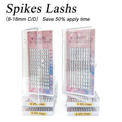 metadigistore.com  120Fans Premade Spikes Lashes Extensions I Shape Lashes Tary Fluffy Individual Eyelashes 8-18mm All Size Eyelash Vendor