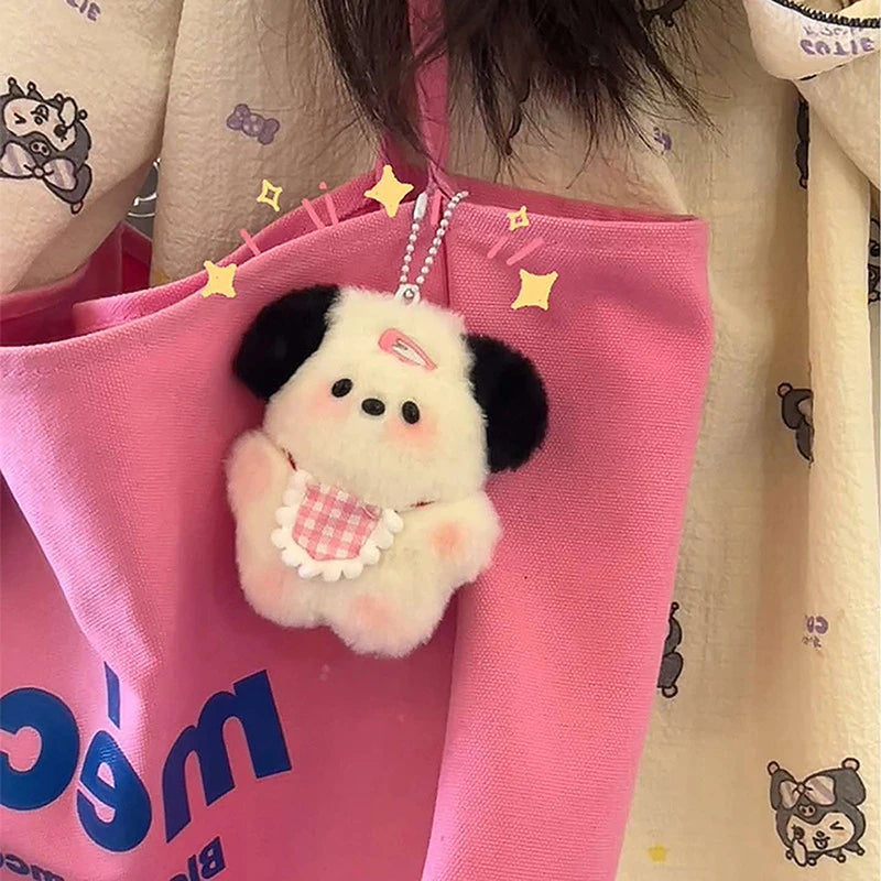 Kawaii Plush Puppy Pop Speelgoed Keychian Cartoon Bag Hanger Charms Motor Sleutelhanger Vir Vroue Meisies Verjaarsdaggeskenke