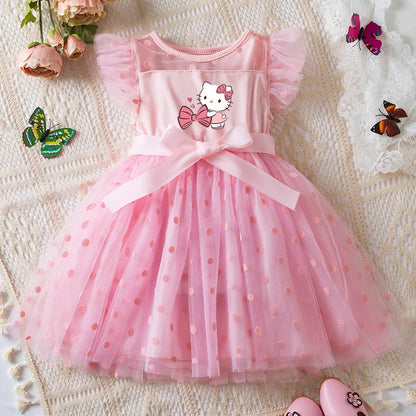 Hello Kitty 2-6Y Baba Meisie Rok Prinses Mesh Rok Somer Mouwlose Klere Fancy Trou Partytjie Rokke vir Meisies Somer 