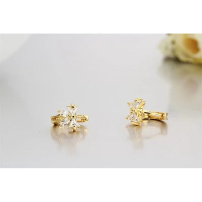 Cute Bowknot Zircon CZ Small Huggie Hoop Earrings For Women Girls Baby Kid Child Brass Gold Color Anti-Allergic Jewelry Aretes