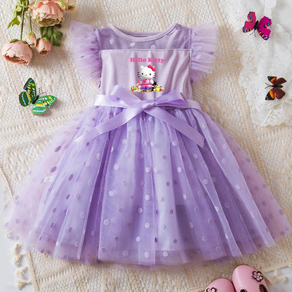 Hello Kitty 2-6Y Baba Meisie Rok Prinses Mesh Rok Somer Mouwlose Klere Fancy Trou Partytjie Rokke vir Meisies Somer 