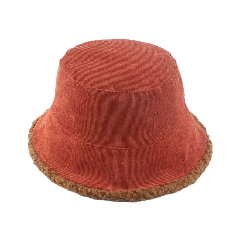 Unisex Harajuku Corduroy Emmer Hoed Mans Omkeerbare Visser Hoed Herfs Winter Lamswol Buitelug Warm Panama Cap Vir Vroue