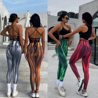 Naatlose Push Up Scrunch Sport Leggings Vir Vroue Tummy Control Bout Lift Joga Fitness Tights Gym Oefenbroek Aurora Gradient