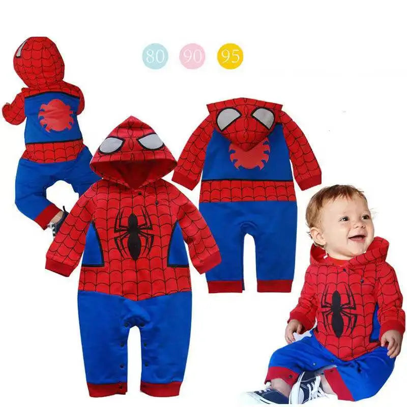 Somer Lente Pasgebore Baba Seuns Rompers Spotprent Spider Man Print Baba Meisies Jumpsuits Katoen Hoodies Kinderuitrustings Bebe Klere