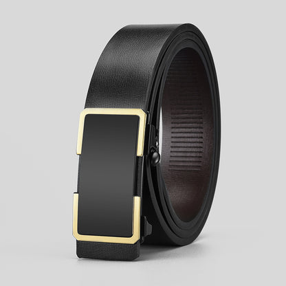 Meta  Digital Store  Men's Inner Wear Toothless Automatic Buckle Belt Business Casual All-match Trendy Two-layer Cowhide