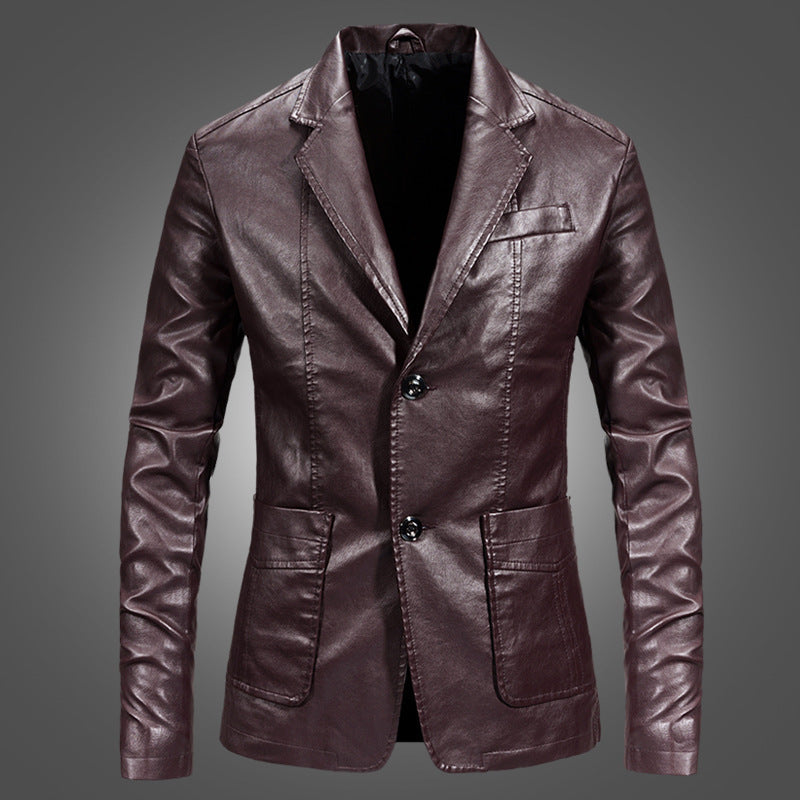 Meta Digital Store Slim Handsome Spring Leather Jacket Small Suit Men