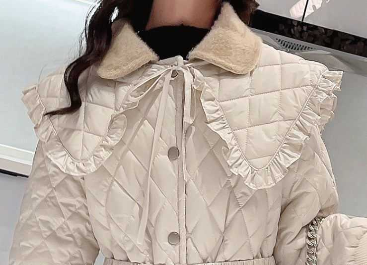 Meta Digital Store Girls Clothes Large Lapel Warm Padded Jacket With Fleece Thick Coat Waist