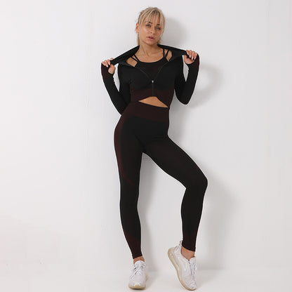 Meta  Store 3PCS  Yoga Set Seamless Sport Set Women Gym Clothing Leggings Women Crop Top Sports Bra Women Fitness Gym Set Womens Outfits Tracksuit