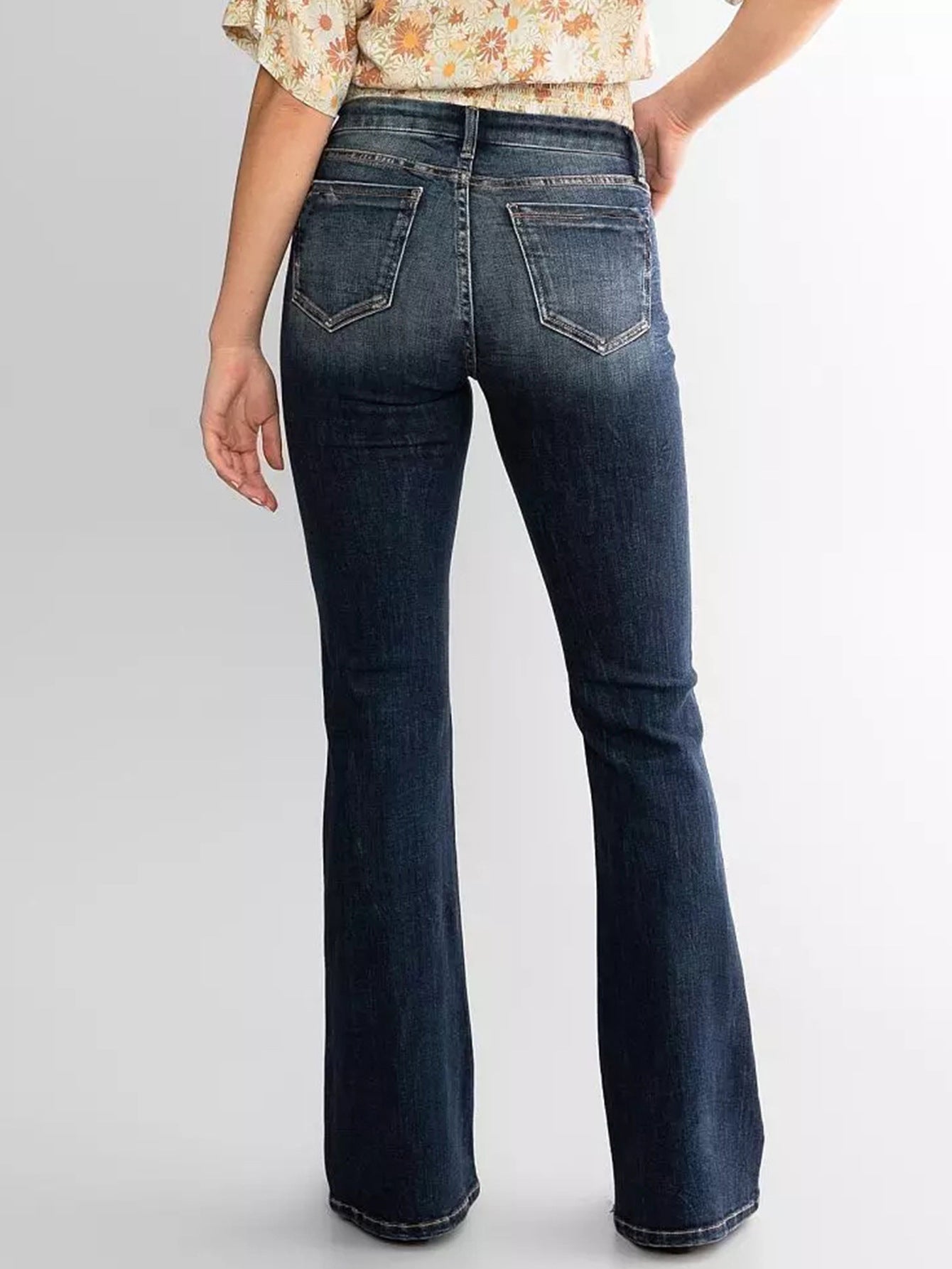 Dames middellyf Slim Fit Stretch Retro Flared Jeans