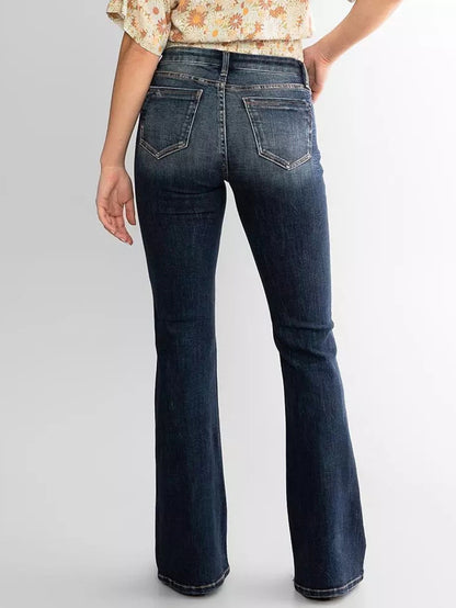 Dames middellyf Slim Fit Stretch Retro Flared Jeans