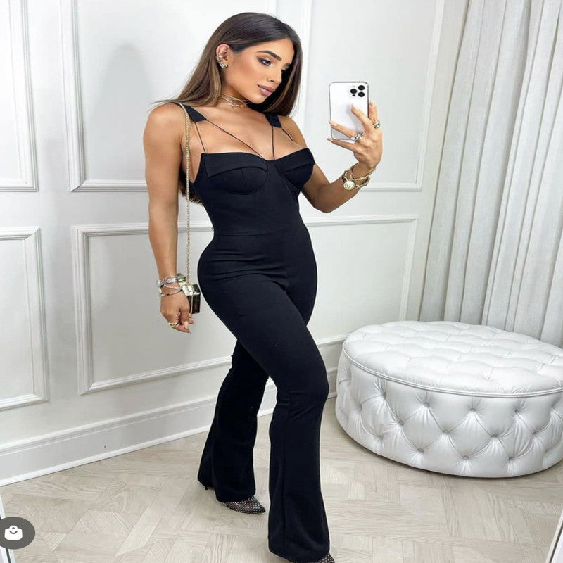 Meta  Digital Store  Bandage Jumpsuit Backless High Street Jumpsuit