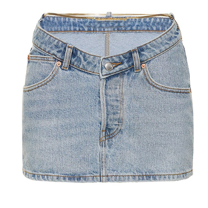 Meta  Digital Store  Women Jeans Fashion  Women's High Waist Loose And Slimming A- Line Denim Skirt