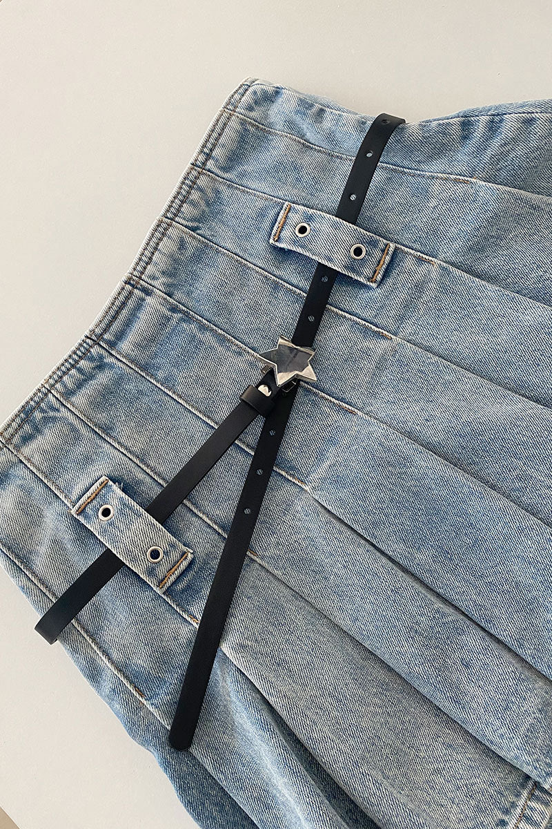 XINGX-gordel Retro-gordel denim rokbeenversiering