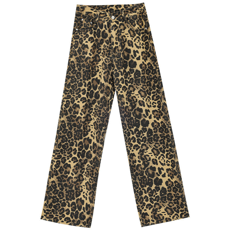 Meta  Digital Store  Women Jeans  Fashion Leopard Jeans Women's Thin Straight Loose Trousers