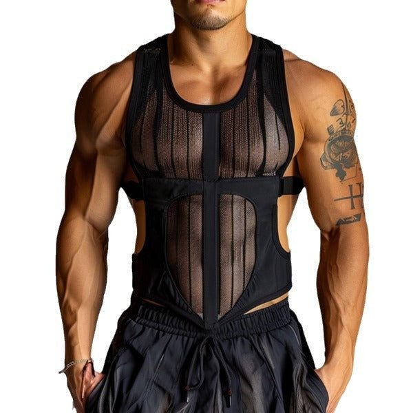 Meta Digital Store Men's Sexy See-through Mesh Workout Sleeveless Vest