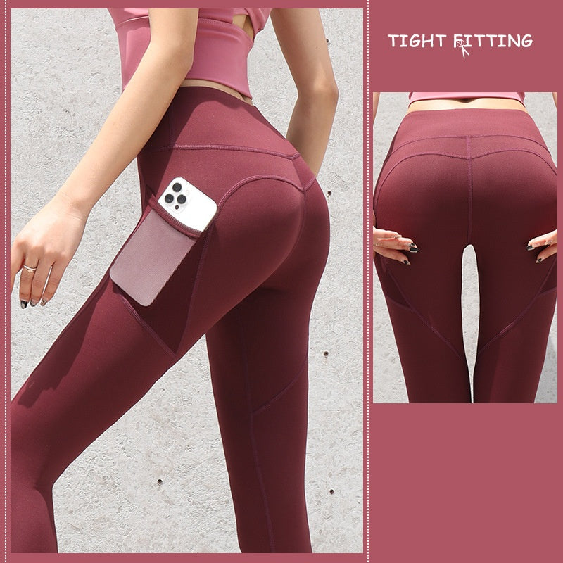 Meta Gym Sport Naatlose Leggings Met Sakke Opstoot Hoë middellyfbroek Vroue Fiksheid Hardloop Joga Broek Gym Sport Naatlose Leggings