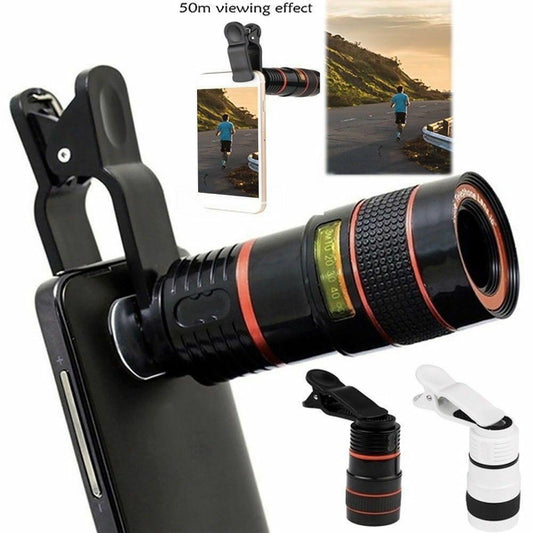 Meta Digital Store Bed Sheet HD 8X Clip On Optical Zoom Telescope Camera Lens For Universal Mobile Cell Phone