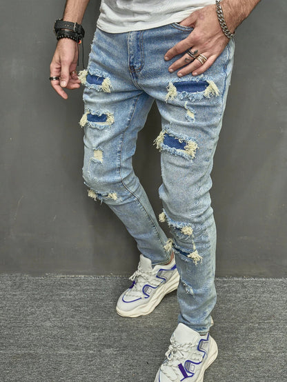 Meta Digital Store Jeans High Quality Men's Worn Skinny Stretch Jeans