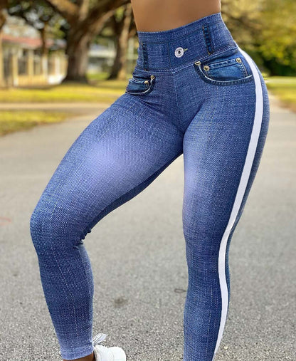 Meta Digital Store Women Jeans Fashion Women's Quick-drying Skinny Running Imitation Denim Yoga Pants