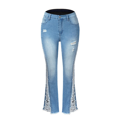 Meta Digital Store Women Jeans Fashion Women's Stretch Ripped Flared Jeans