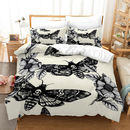 Household Acherontia Lachesis Printed Bed Sheet Bedding Set