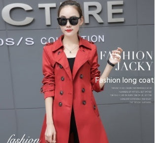 Woman  Digi Store  Slim Women Trench Coat Plus Size Mid-length