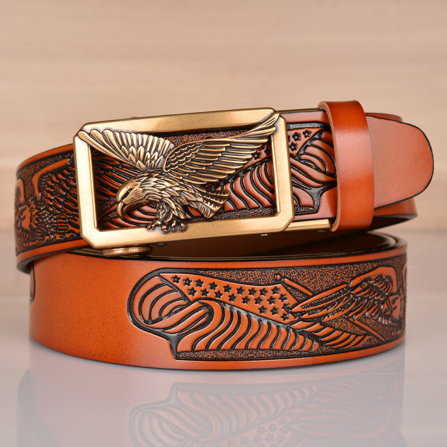 Meta Digital Store Leer Mans Belt Eagle reliëf