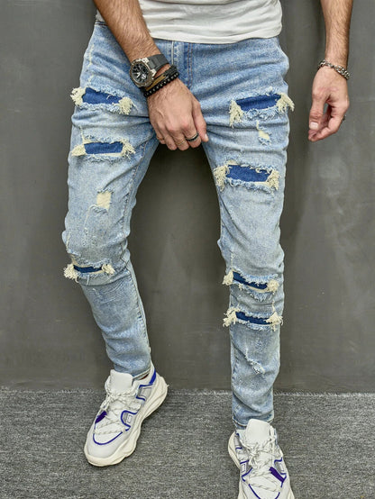 Meta Digital Store Jeans High Quality Men's Worn Skinny Stretch Jeans