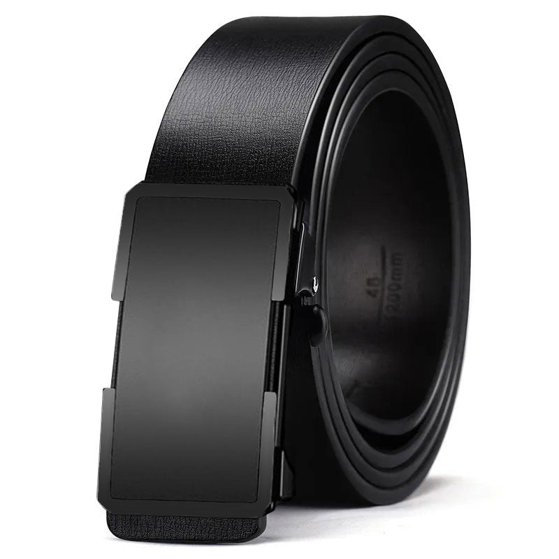 Meta  Digital Store  Men's Inner Wear Toothless Automatic Buckle Belt Business Casual All-match Trendy Two-layer Cowhide