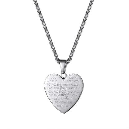 Round Card Heart-shaped Bible Text Necklace