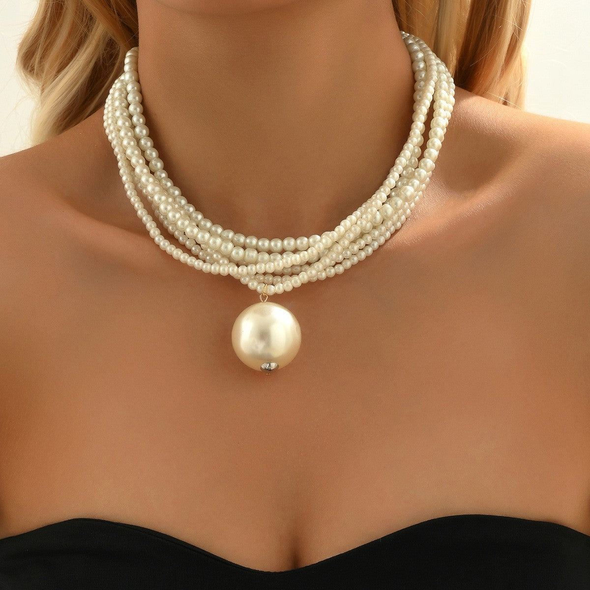 Meta Digital Store Jewelry Fashion Multi-layer Necklace Large Pearl Niche